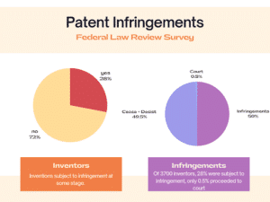 Chart show patent infringements in a Federal Law Review Survey